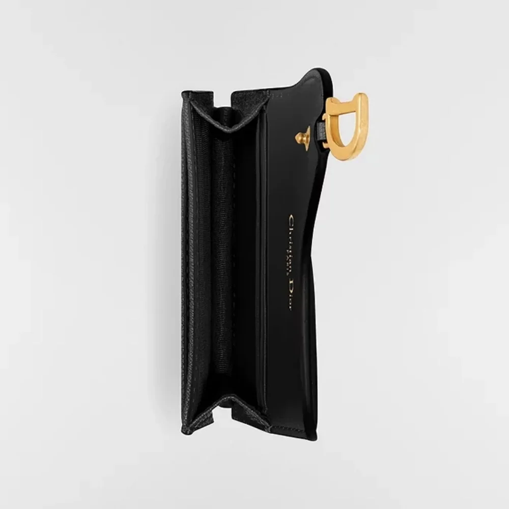 DIOR Black Saddle Bloom Card Holder